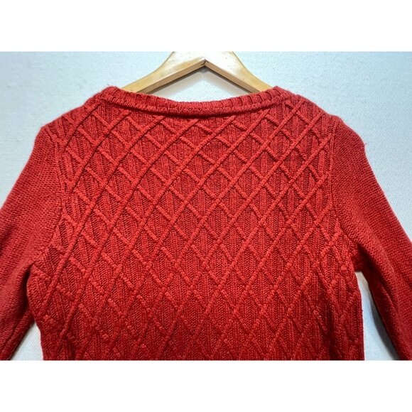 J. Crew Women's Wool Pullover Sweater Cable Knit Stretch Size M Rust Long Sleeve - Picture 8 of 9